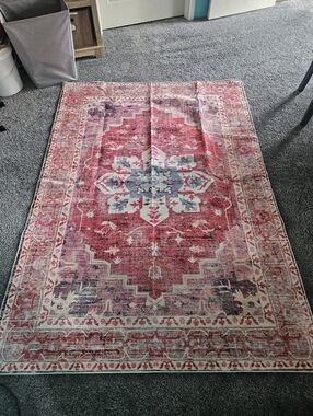 Pink Vintage-Style Oriental Area Rug